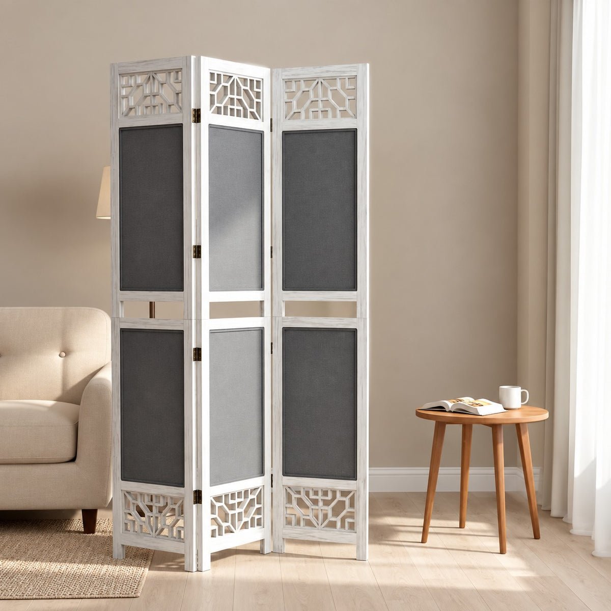 Paravent Tissu Bois Design