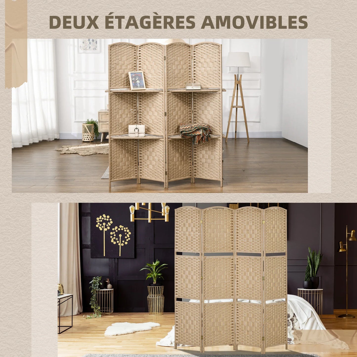 Paravent Bois Intérieur Pliable