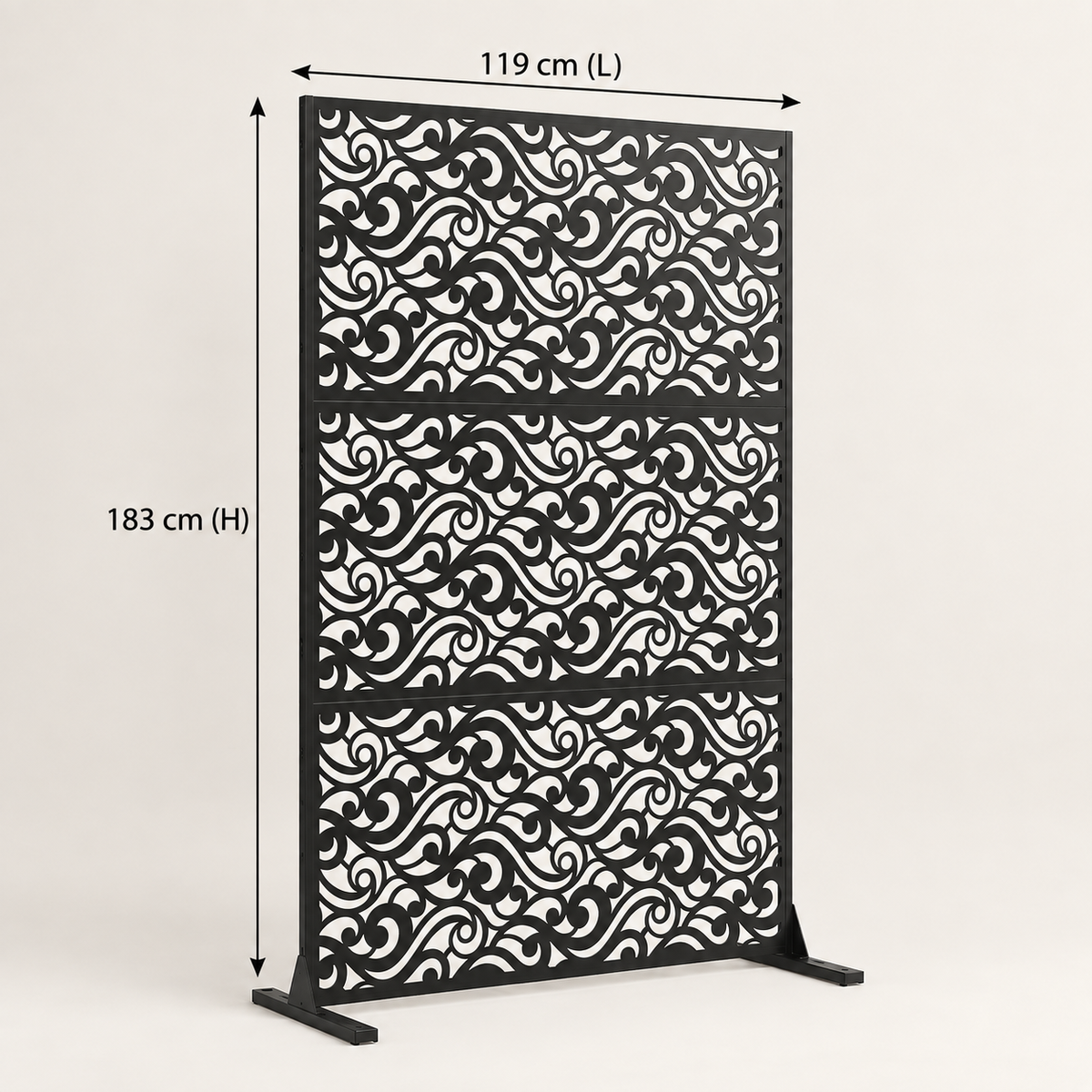 Paravent Extérieur Terrasse noir dimensions largeur 119 cm hauteur 183 cm
