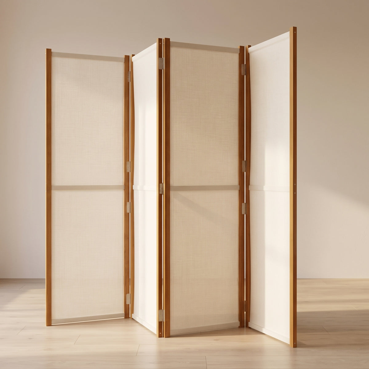 Paravent Blanc Bois vu de trois quarts