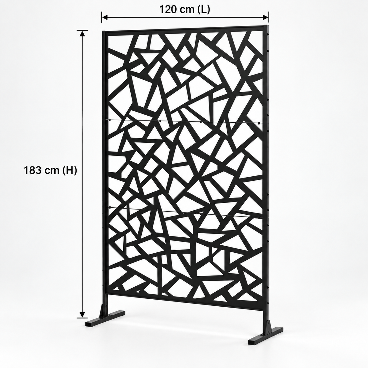 Paravent Métal sur Pied noir 120 cm de large 183 cm de haut