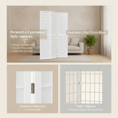 Paravent Blanc Bois Design