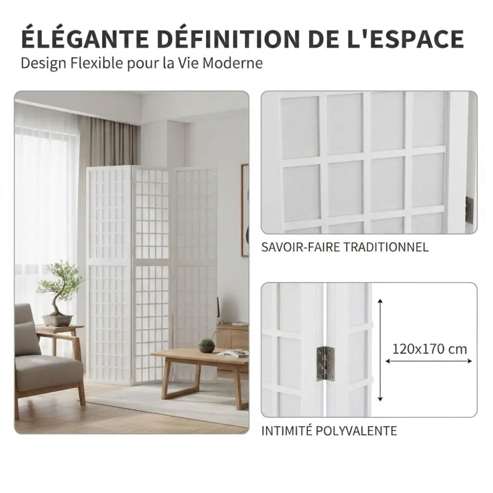 Paravent Blanc Bois Design