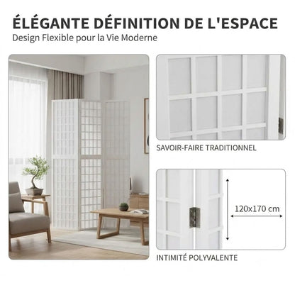 Paravent Blanc Bois Design