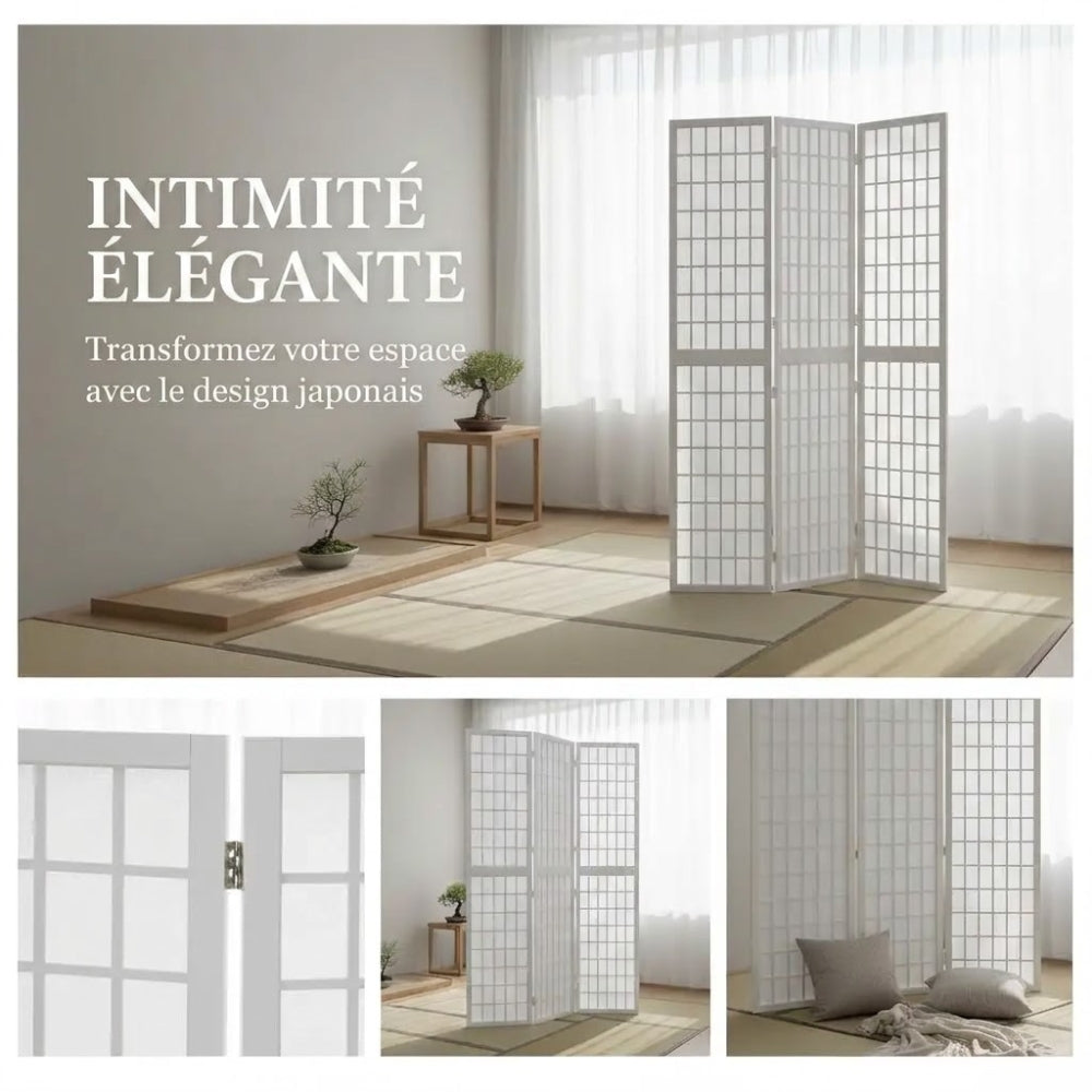 Paravent Blanc Bois Design