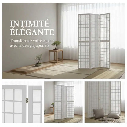 Paravent Blanc Bois Design