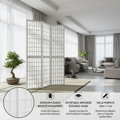 Paravent Blanc Bois Design