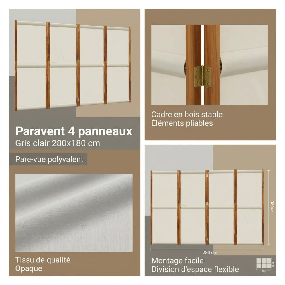 Paravent Blanc en Tissu