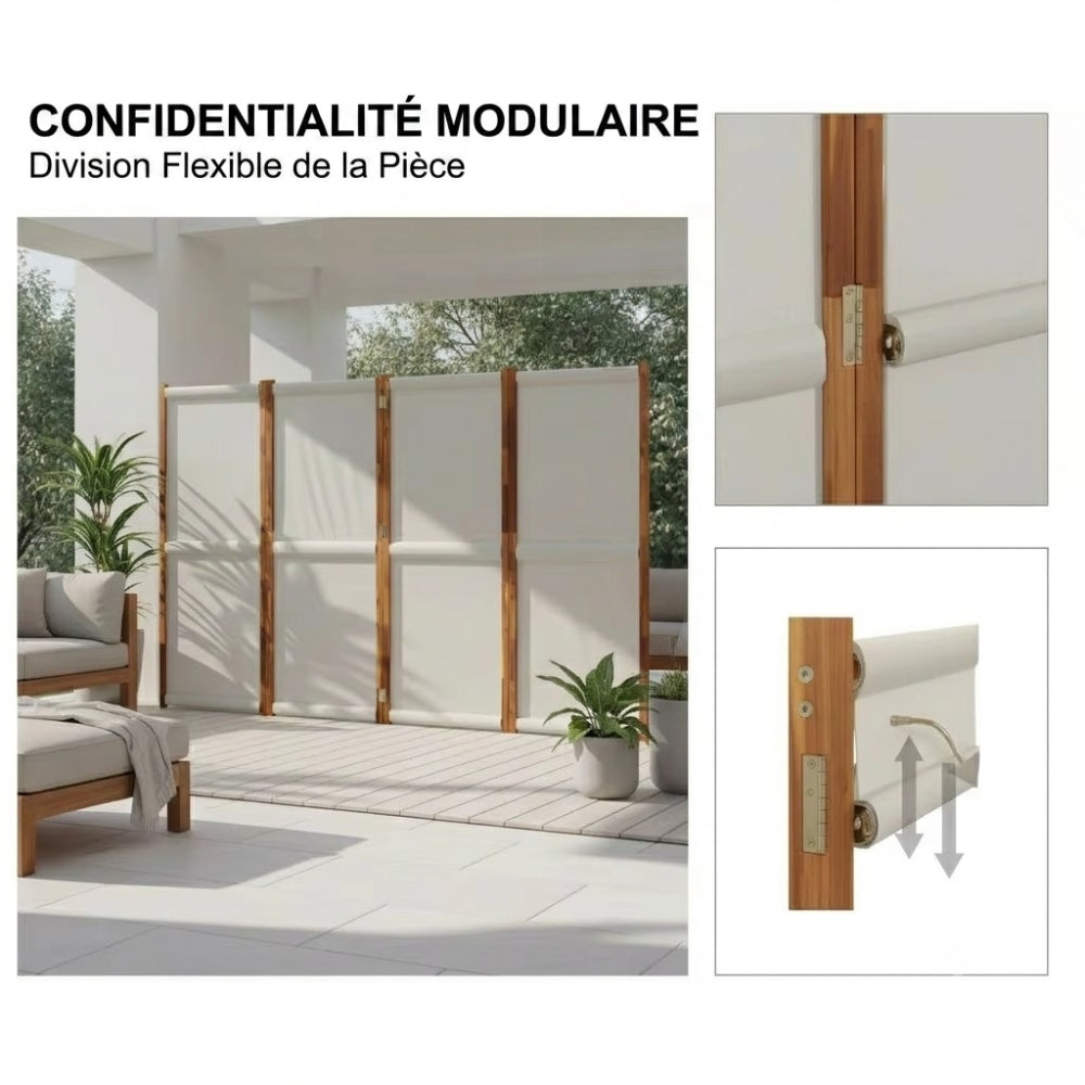 Paravent Blanc en Tissu