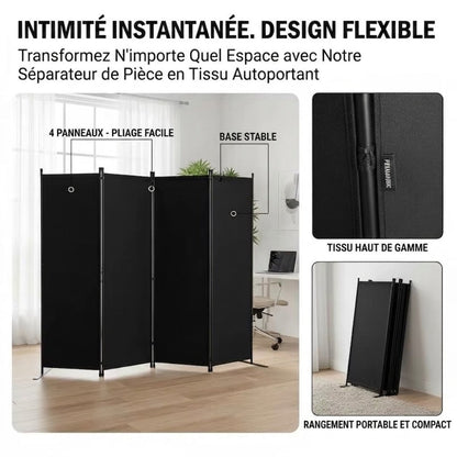 Paravent Noir Pliable