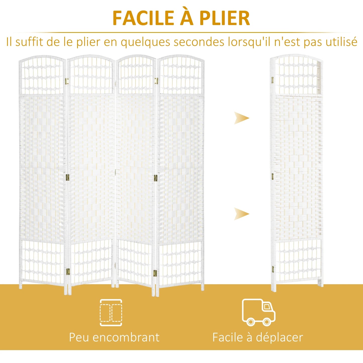 Paravent Pliable Blanc