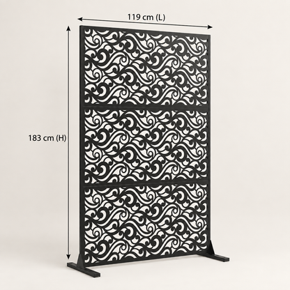 Paravent Extérieur Terrasse noir dimensions largeur 119 cm hauteur 183 cm
