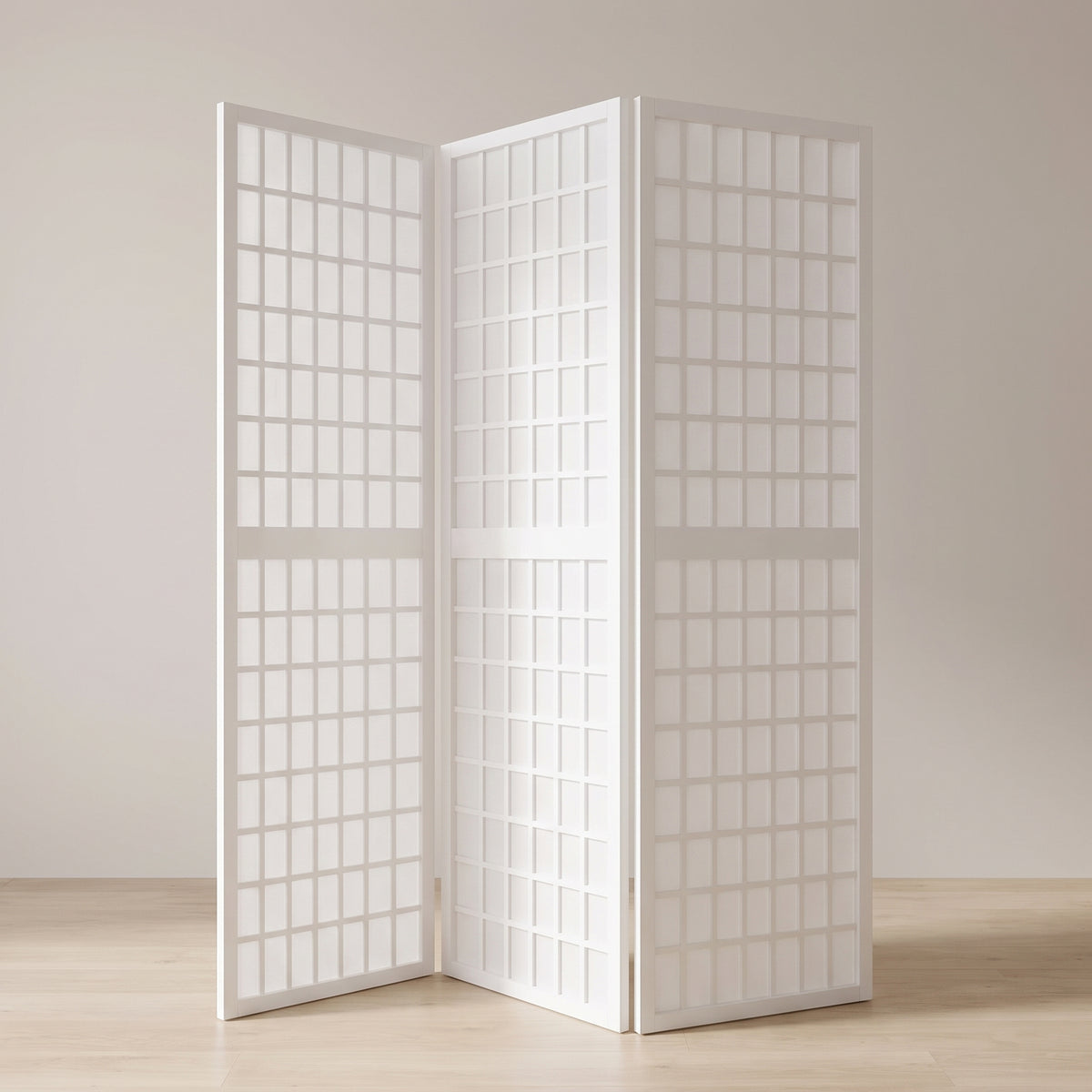 Paravent Blanc Bois Design vu de trois quarts