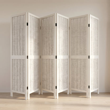 Paravent Blanc Bois Intérieur vu de trois quarts