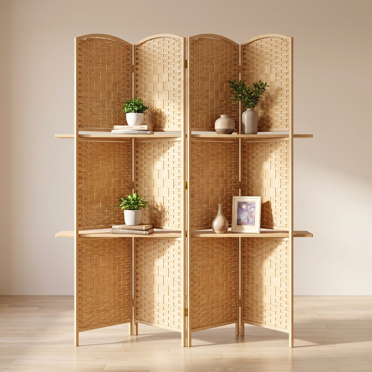 Paravent Bois Intérieur Pliable vu de trois quarts