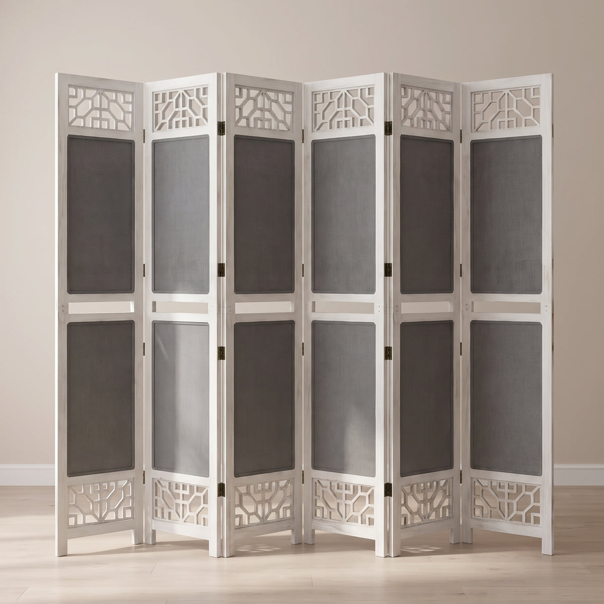 Paravent Tissu Bois Design vu de trois quarts