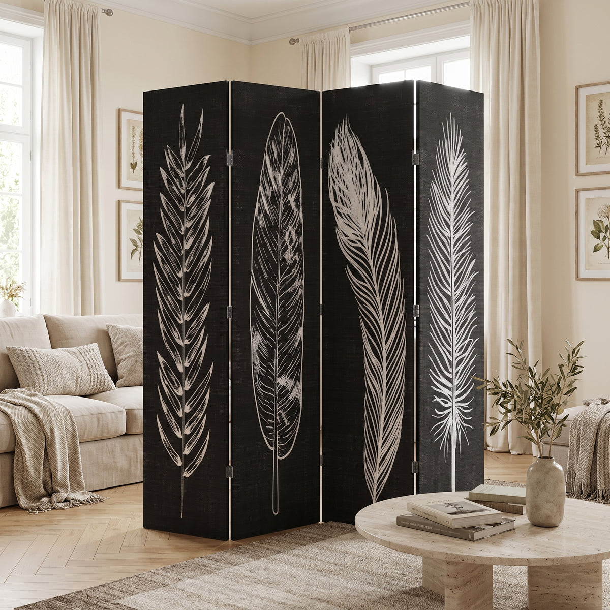 Paravent Tissu Solide dans son environnement