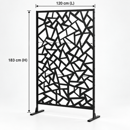 Paravent Métal sur Pied noir 120 cm de large 183 cm de haut